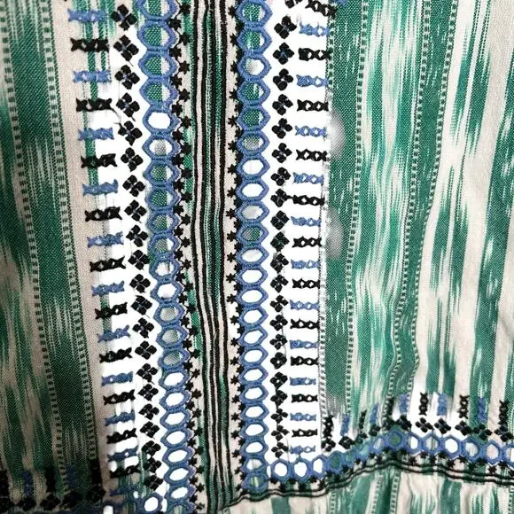 J. Jill Embroidered Cotton Ikat Dress Size Medium - Picture 6 of 10